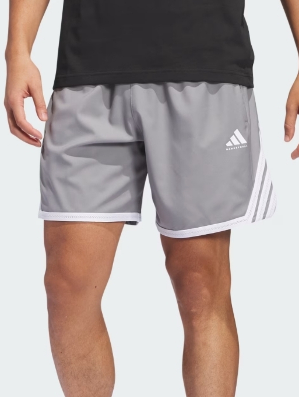 adidas Men’s Gray Crazylite Basketball‎ Shorts with White Trim Lg 7"